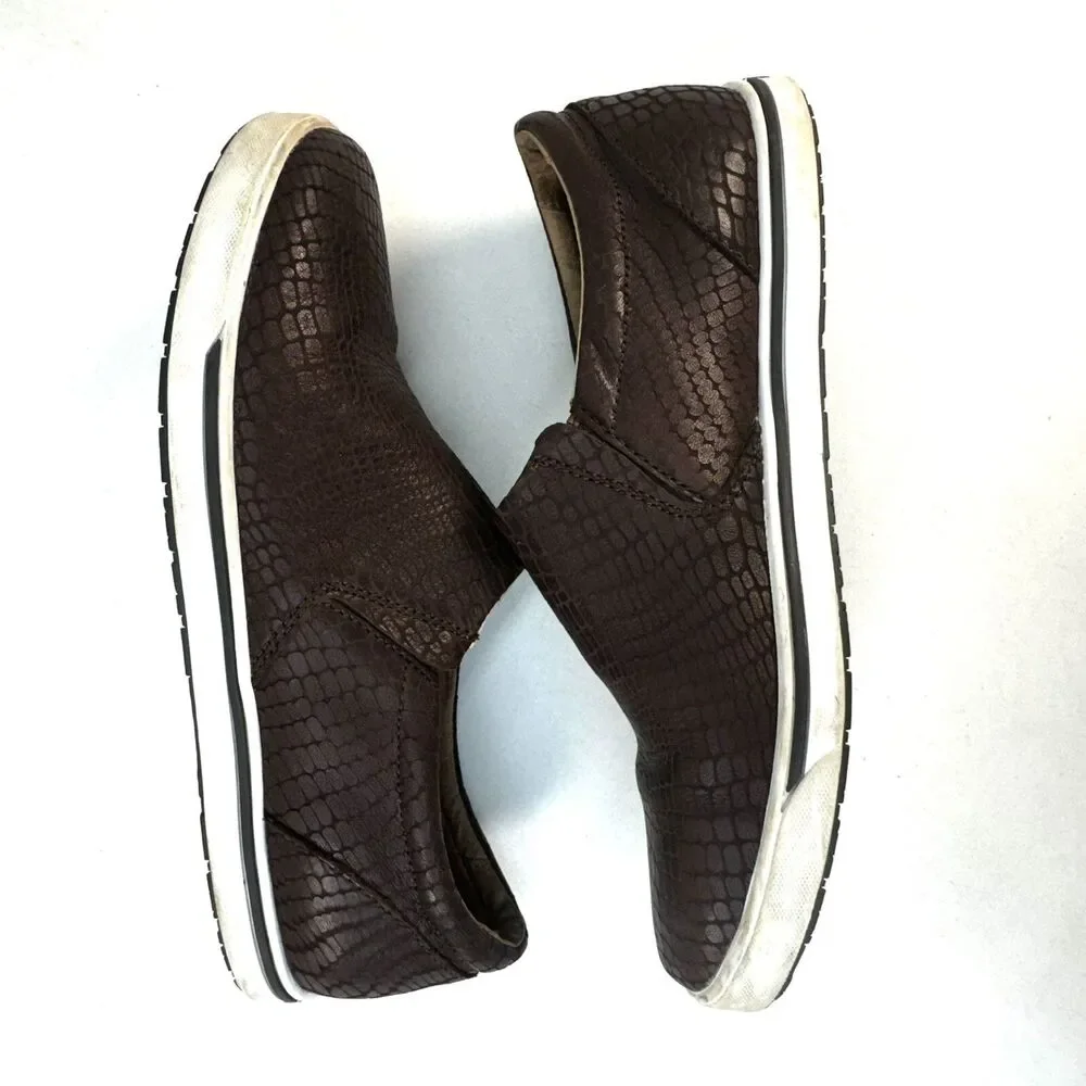 Twisted X Men Size 8 Brown Leather Snake Print Almond Toe Slip On Loafers